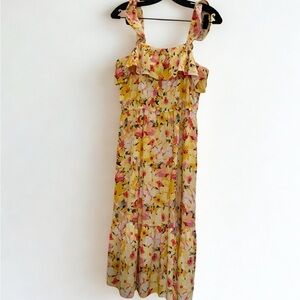 LC Lauren Conrad Yellow Floral Midi Dress